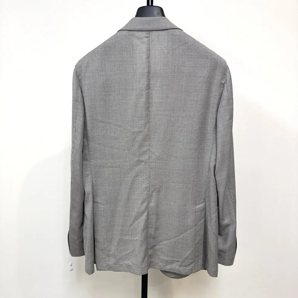 Belvest Wool Grey Houndstooth Unstructured Sport Coat 48 NEW Blazer Italian
